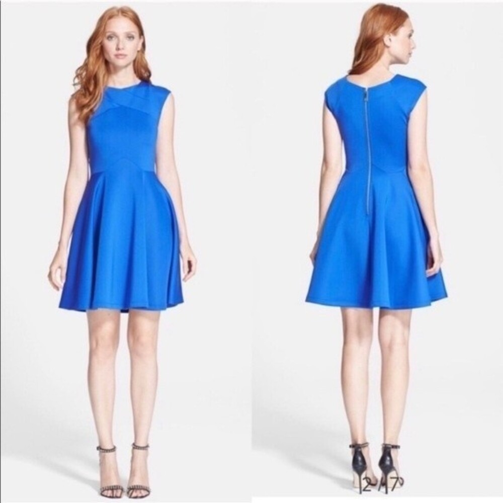 Ted Baker London Arwyn Panelled Skater Dress in Bright Blue S NWOT